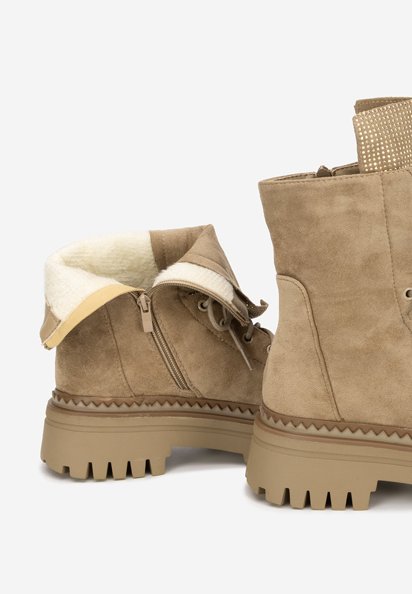 Khaki šněrovací kotníkové boty Siennara