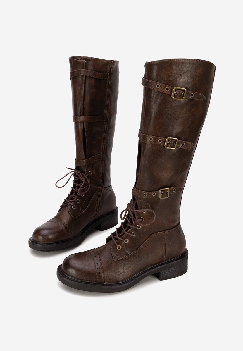 Hnedé šněrovací kozačky Frosina