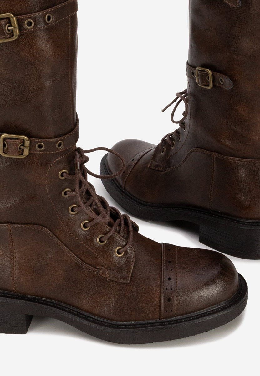 Hnedé šněrovací kozačky Frosina