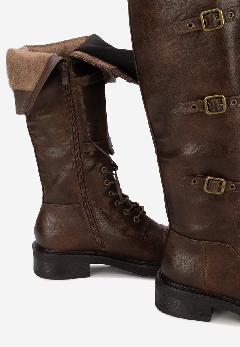 Hnedé šněrovací kozačky Frosina