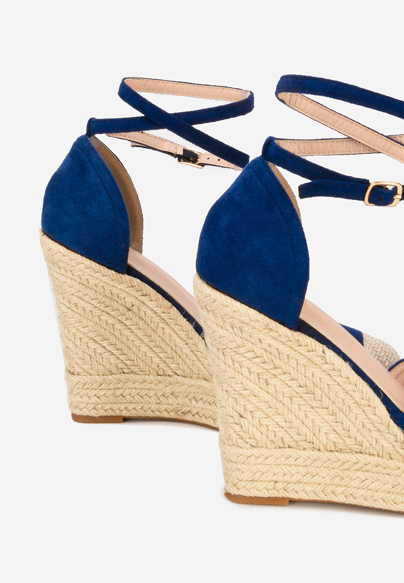 Modré sandály na klínku Saniza V3