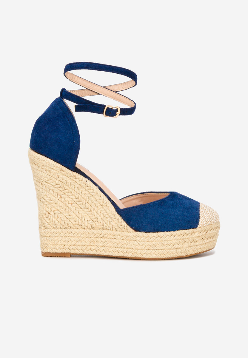Modré sandály na klínku Saniza V3