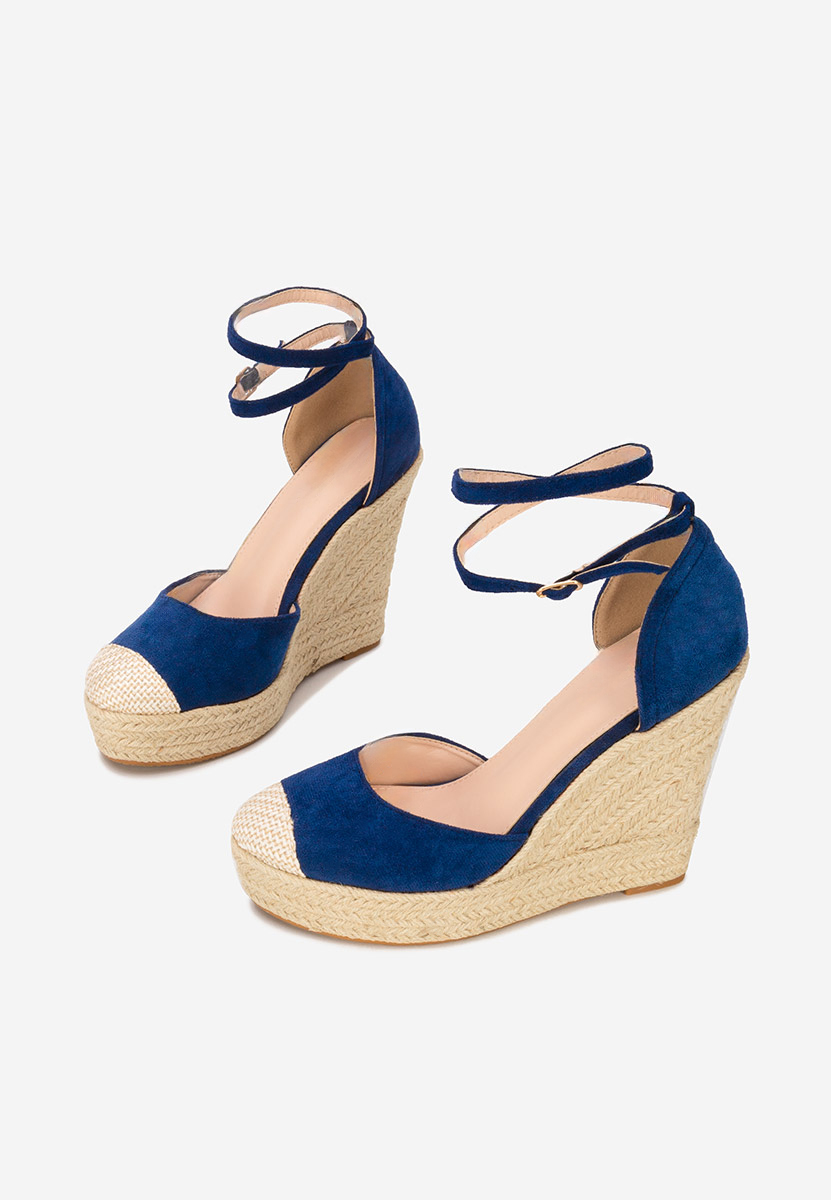 Modré sandály na klínku Saniza V3