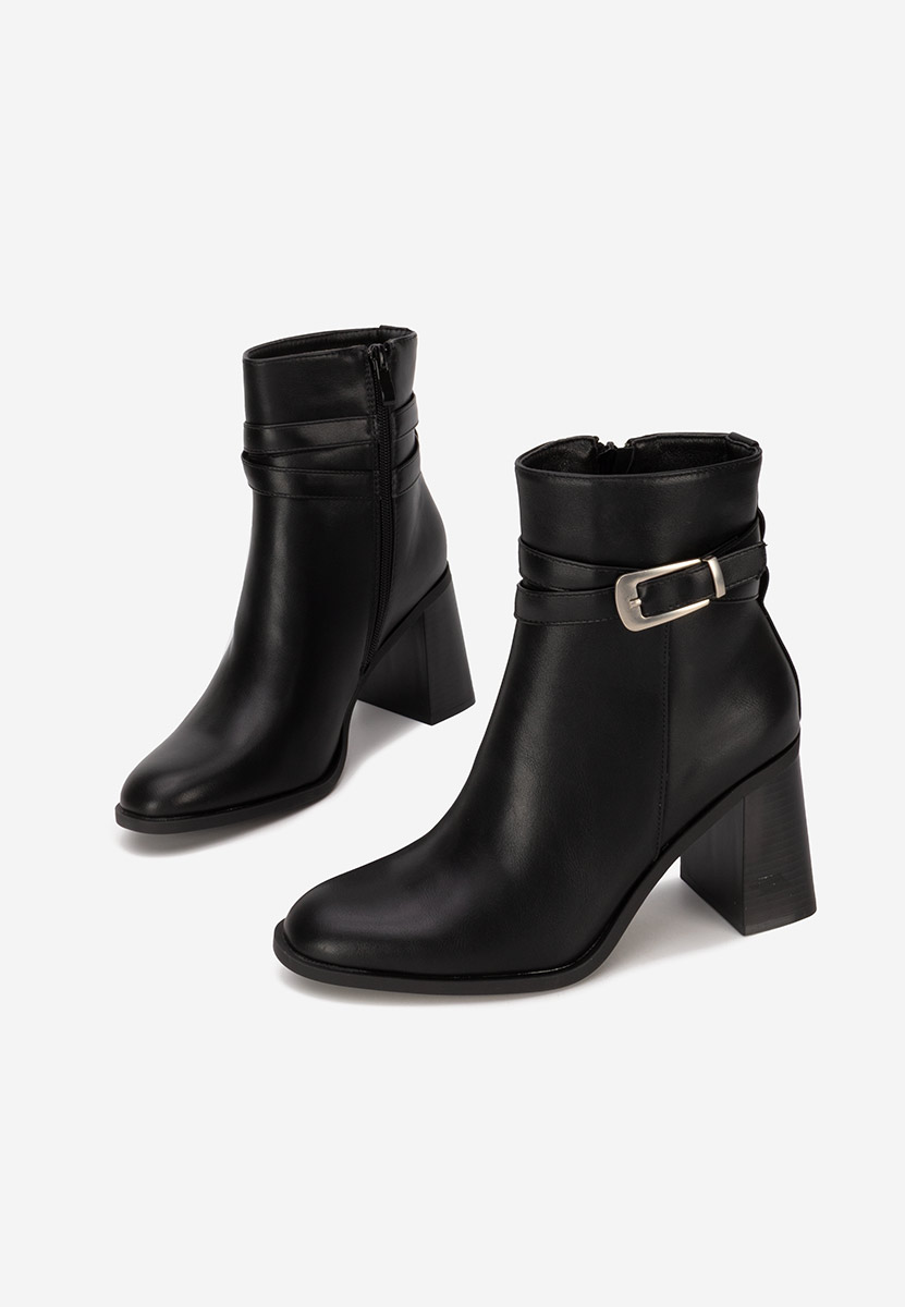 Černé kotníkové boty na podpatku Reica