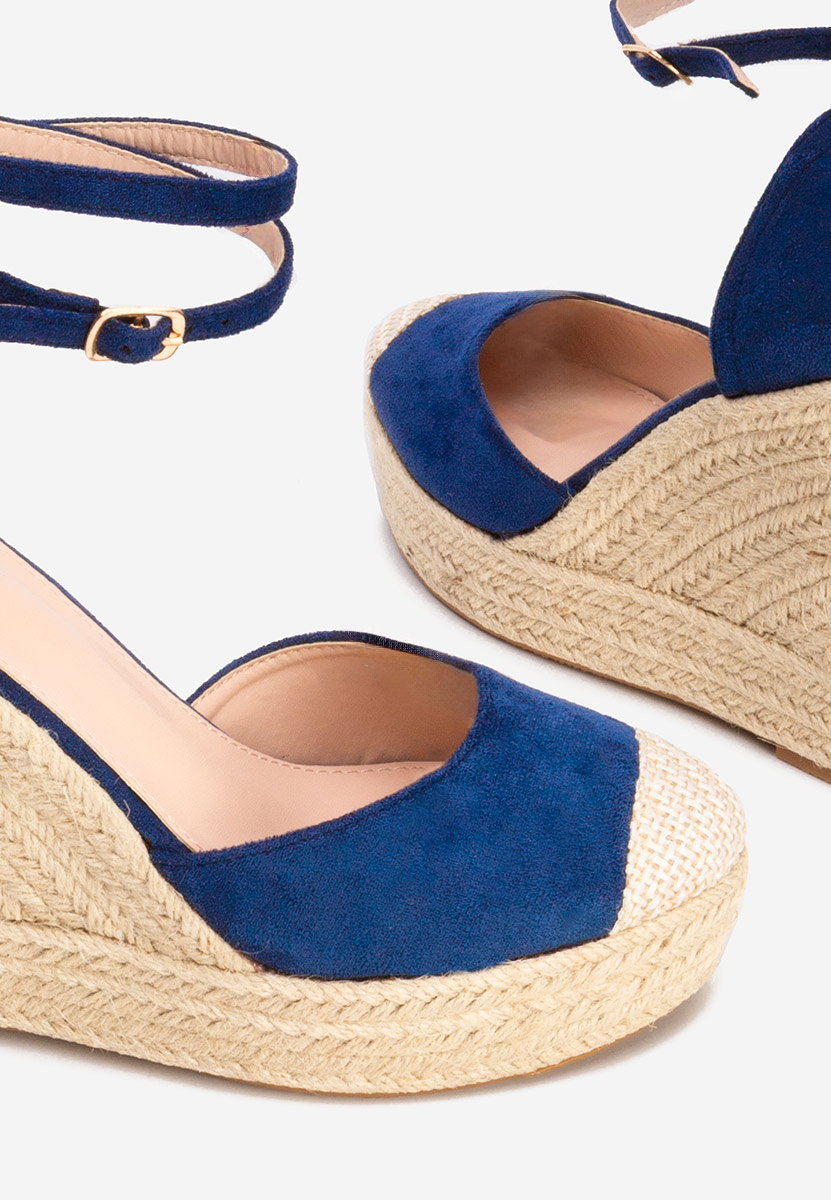 Modré sandály na klínku Saniza V3