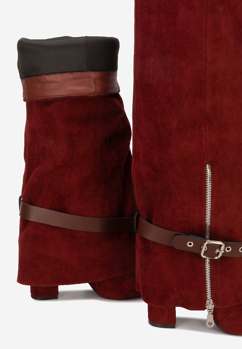 Bordové kozačky na podpatku Scotia