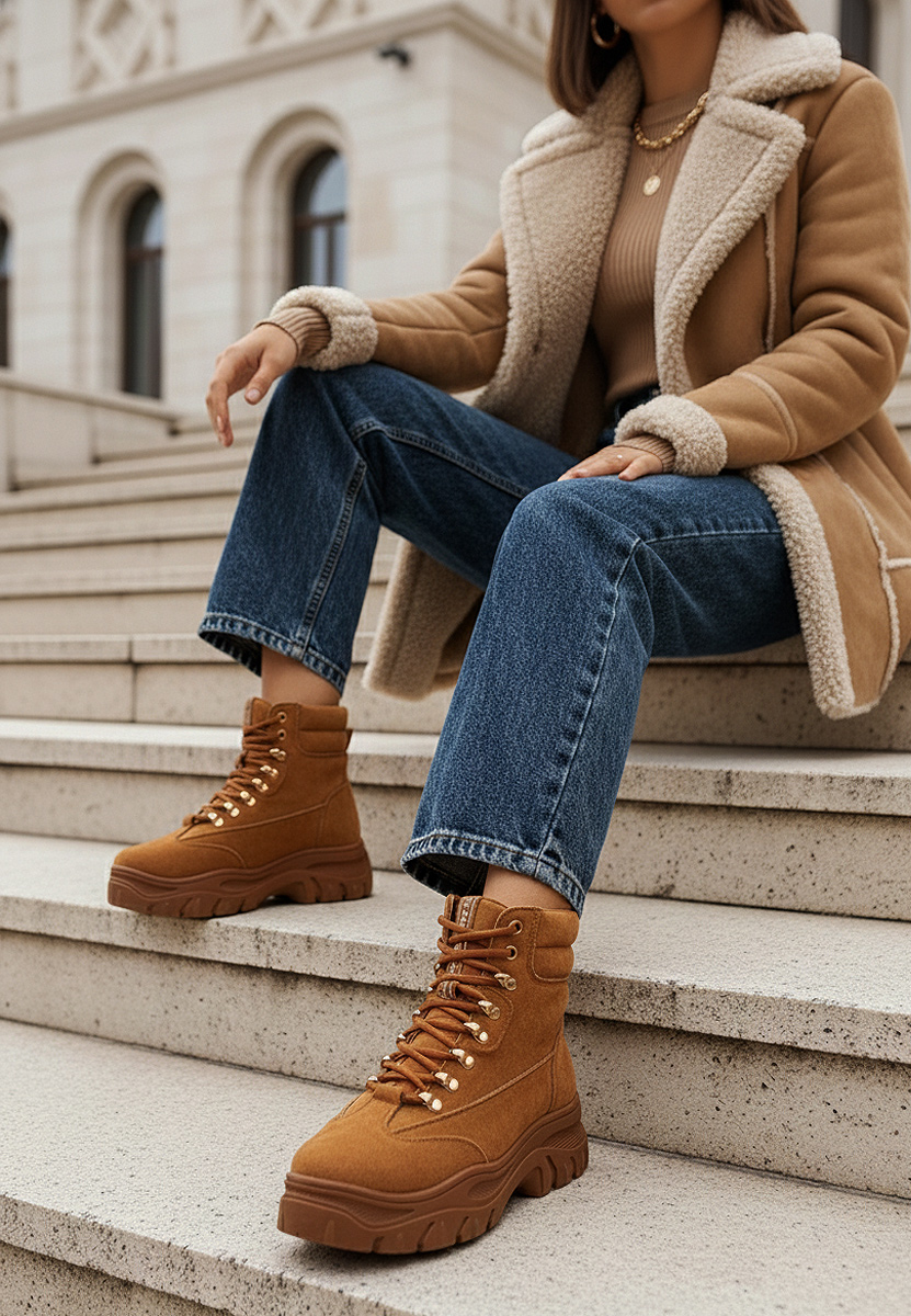 Camelové kotníkové boty Onisa