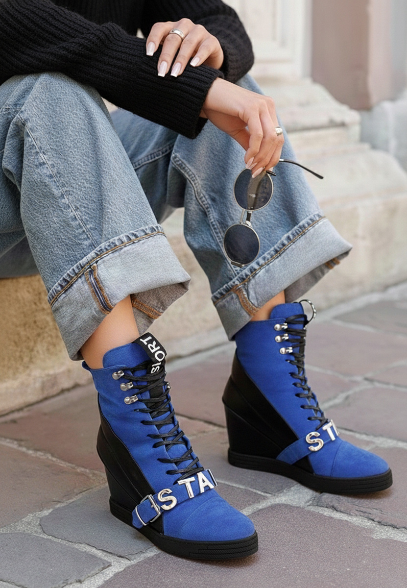 Modré dámské tenisky na klínku Candy