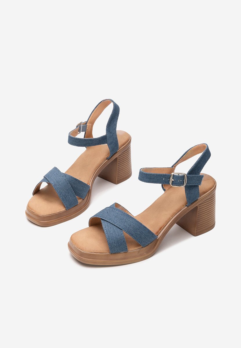 Denim sandály na podpatku Jacqualine