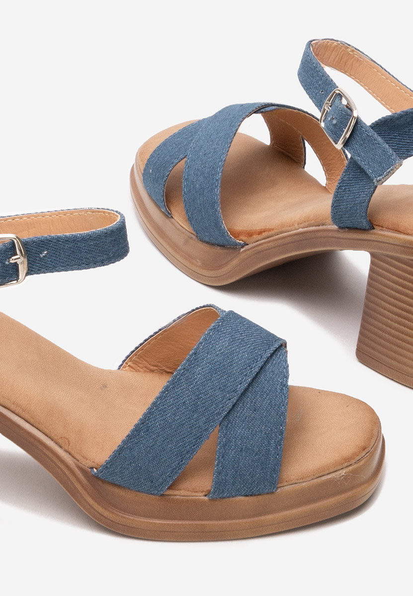 Denim sandály na podpatku Jacqualine