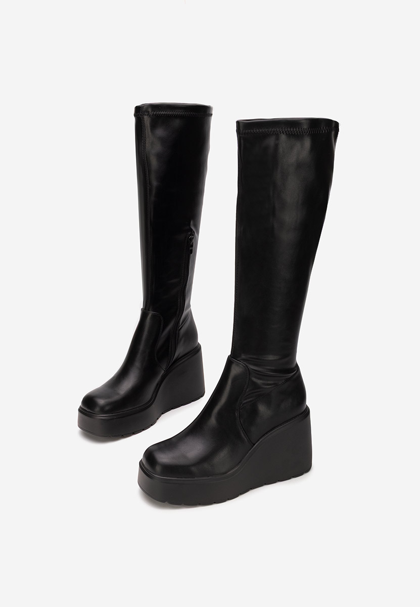 Černé kozačky na platformě Rozalin