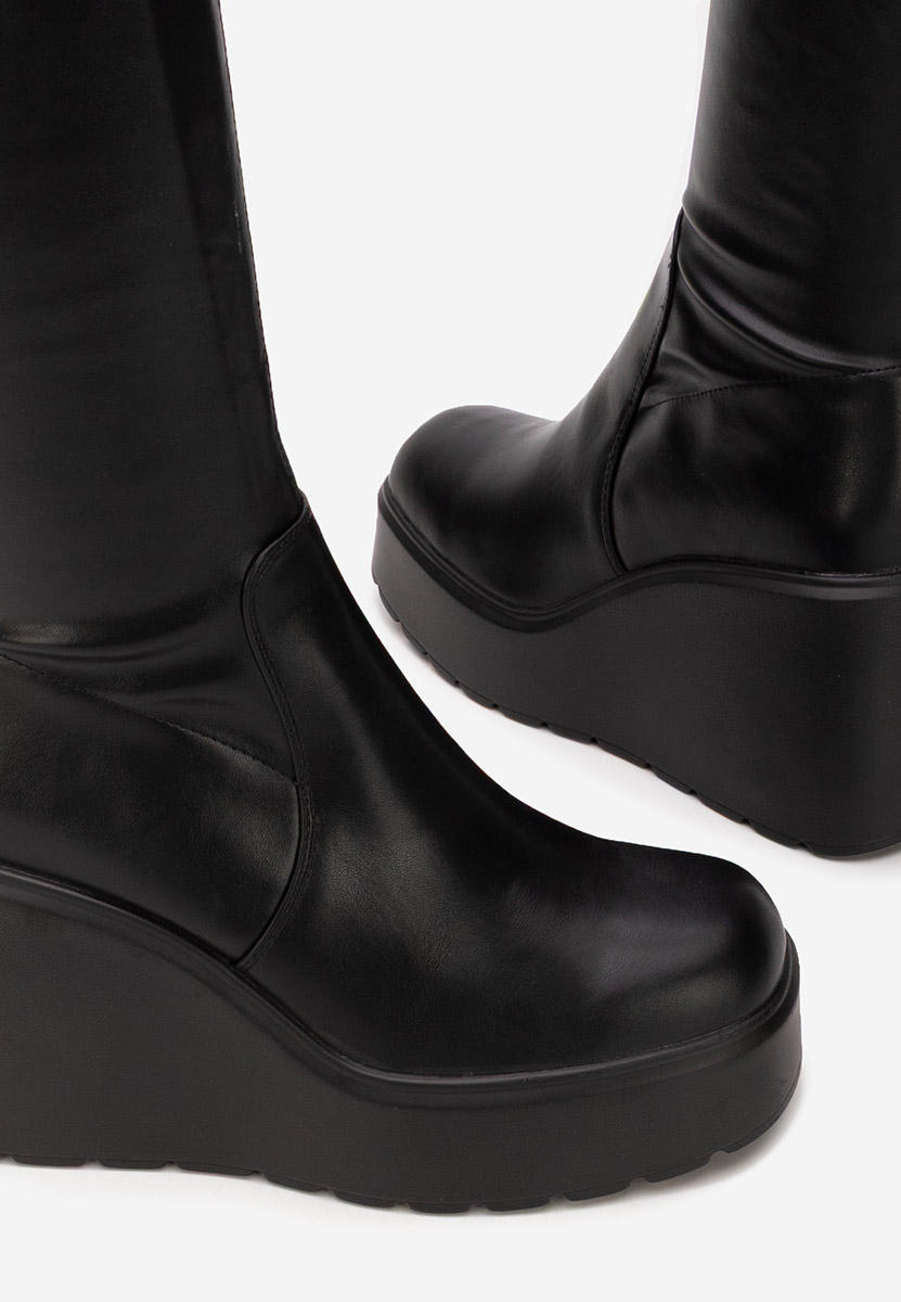 Černé kozačky na platformě Rozalin