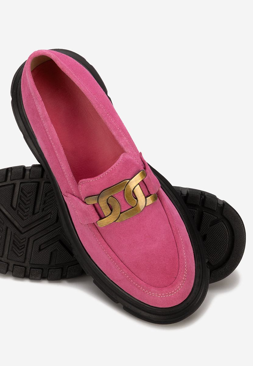 Fuchsiové mokasíny dámské kožené Haza V4