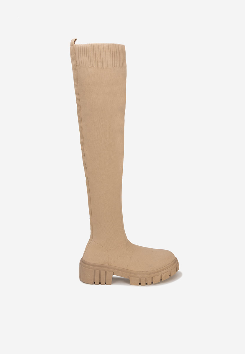 Khaki kozačky nad koleno Raena