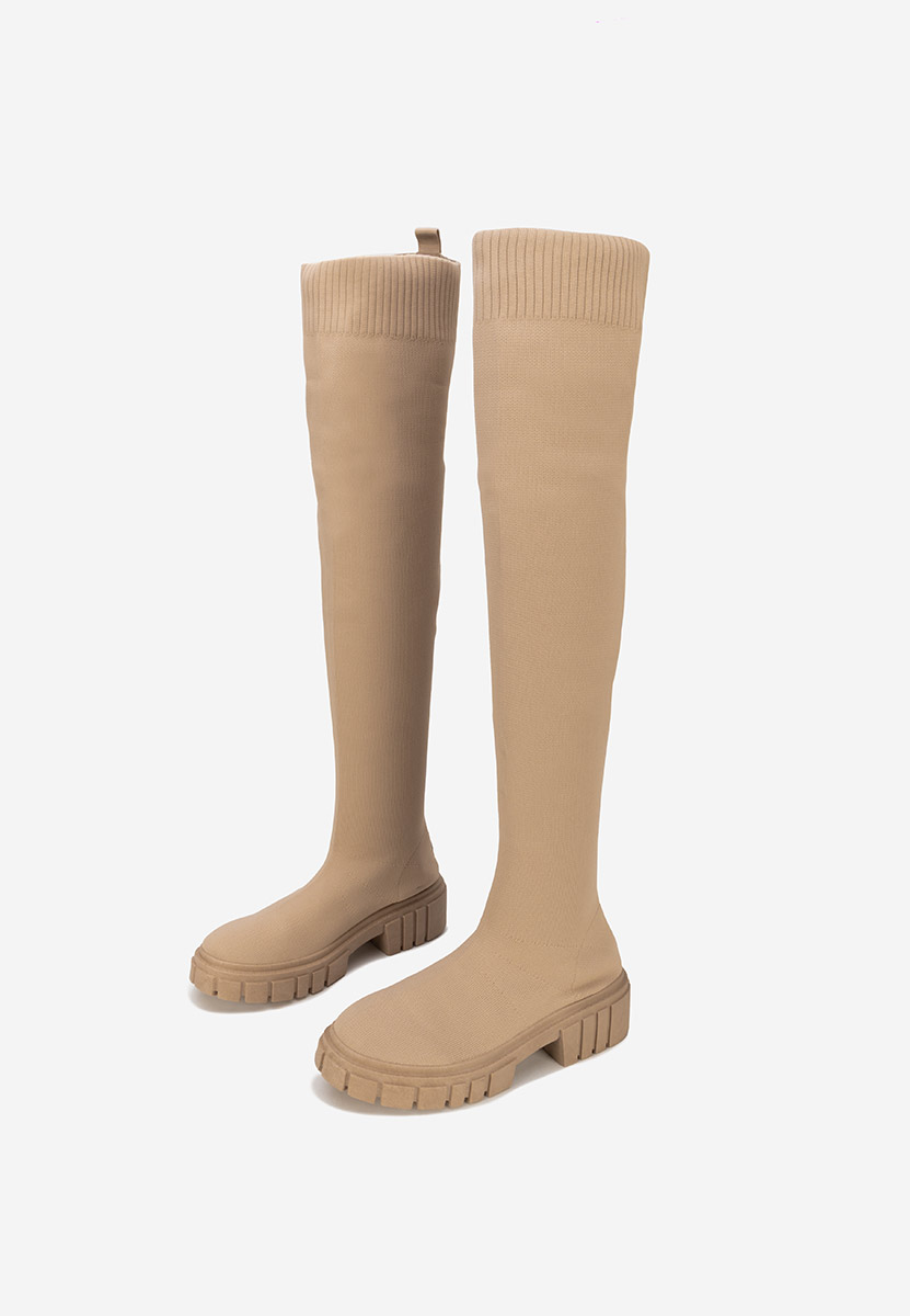 Khaki kozačky nad koleno Raena