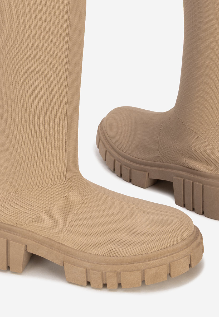 Khaki kozačky nad koleno Raena