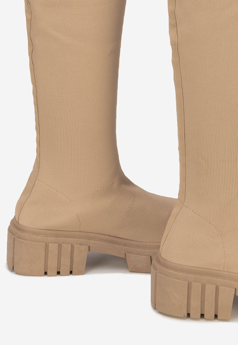 Khaki kozačky nad koleno Raena