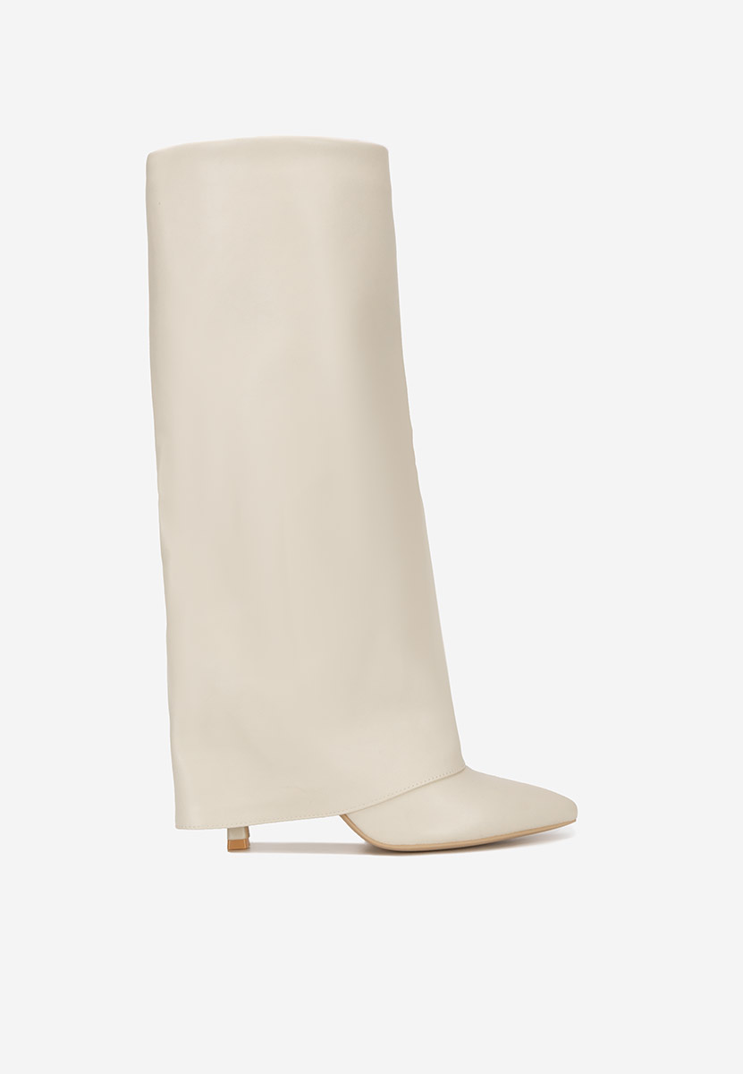 Béžové kozačky na jehlovém podpatku Brynora