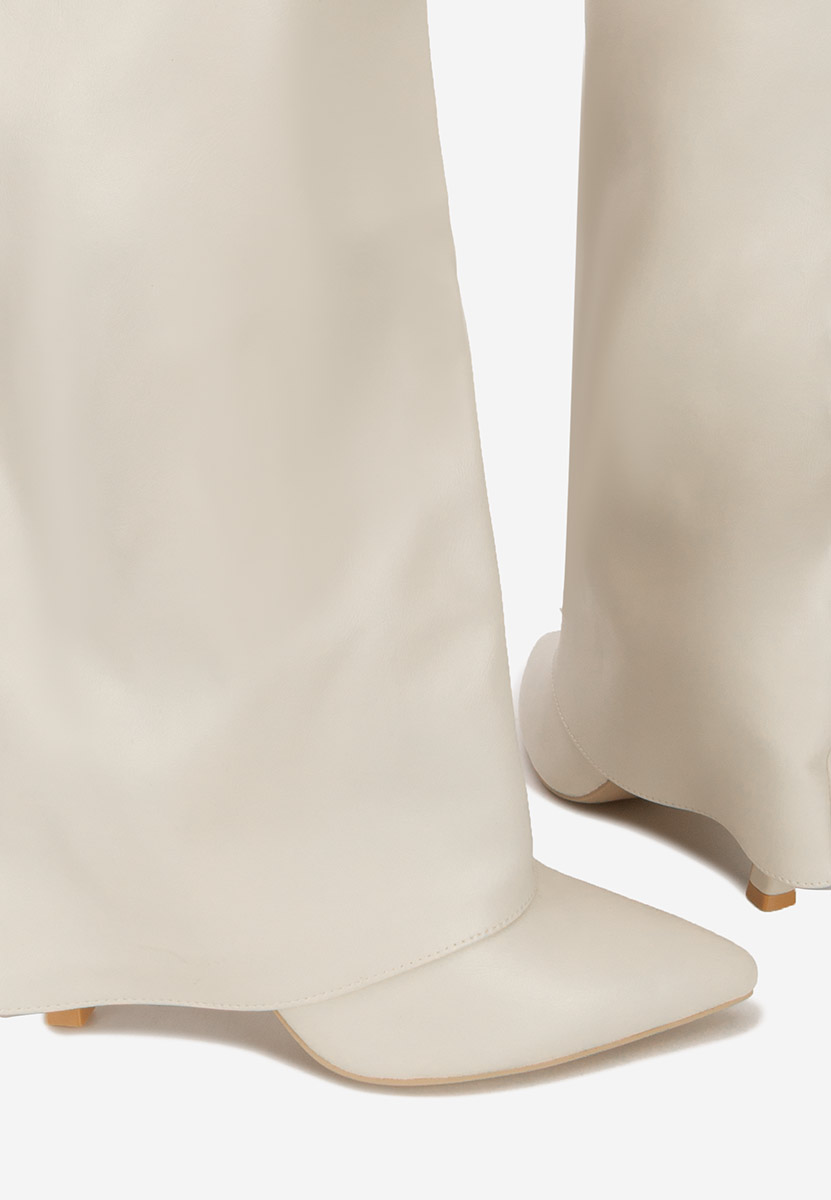 Béžové kozačky na jehlovém podpatku Brynora