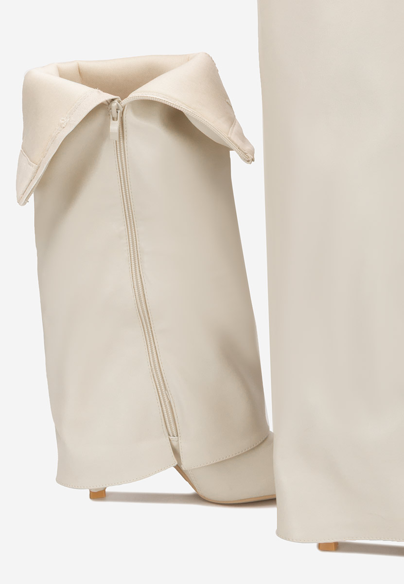 Béžové kozačky na jehlovém podpatku Brynora