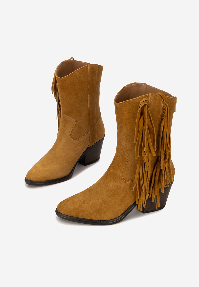 Camelové kotníkové boty cowboy Janilia