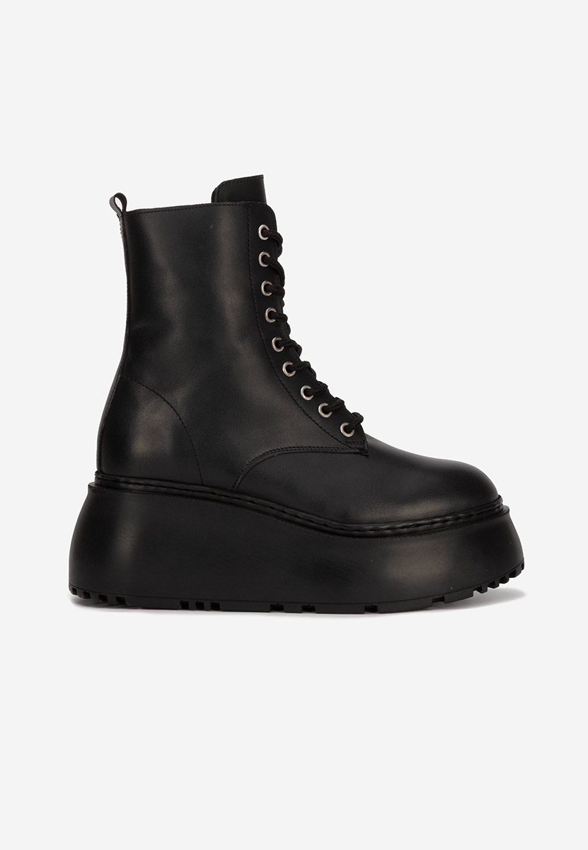 Černé členkové čižmy na platforme Luisena