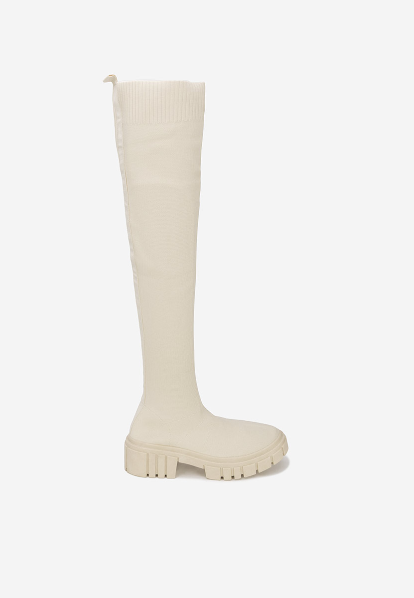 Béžové kozačky nad koleno Raena