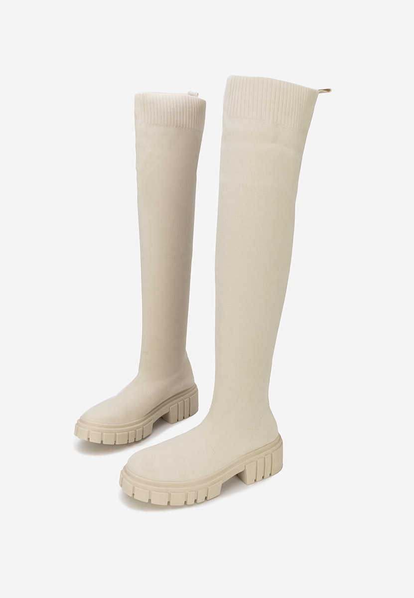 Béžové kozačky nad koleno Raena