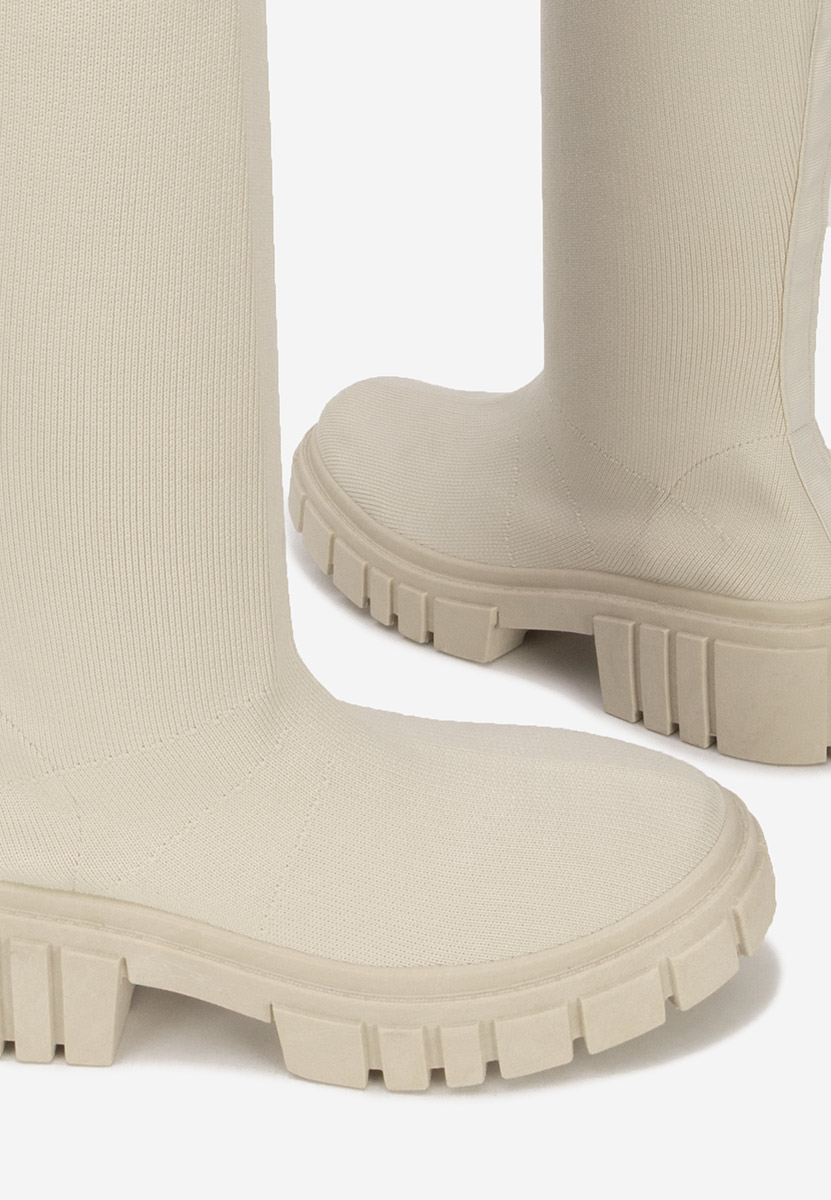 Béžové kozačky nad koleno Raena