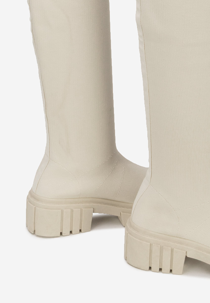 Béžové kozačky nad koleno Raena