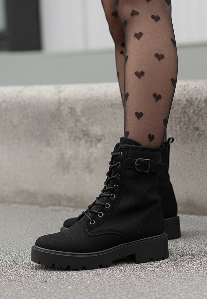 Černé šněrovací kotníkové boty Donelia