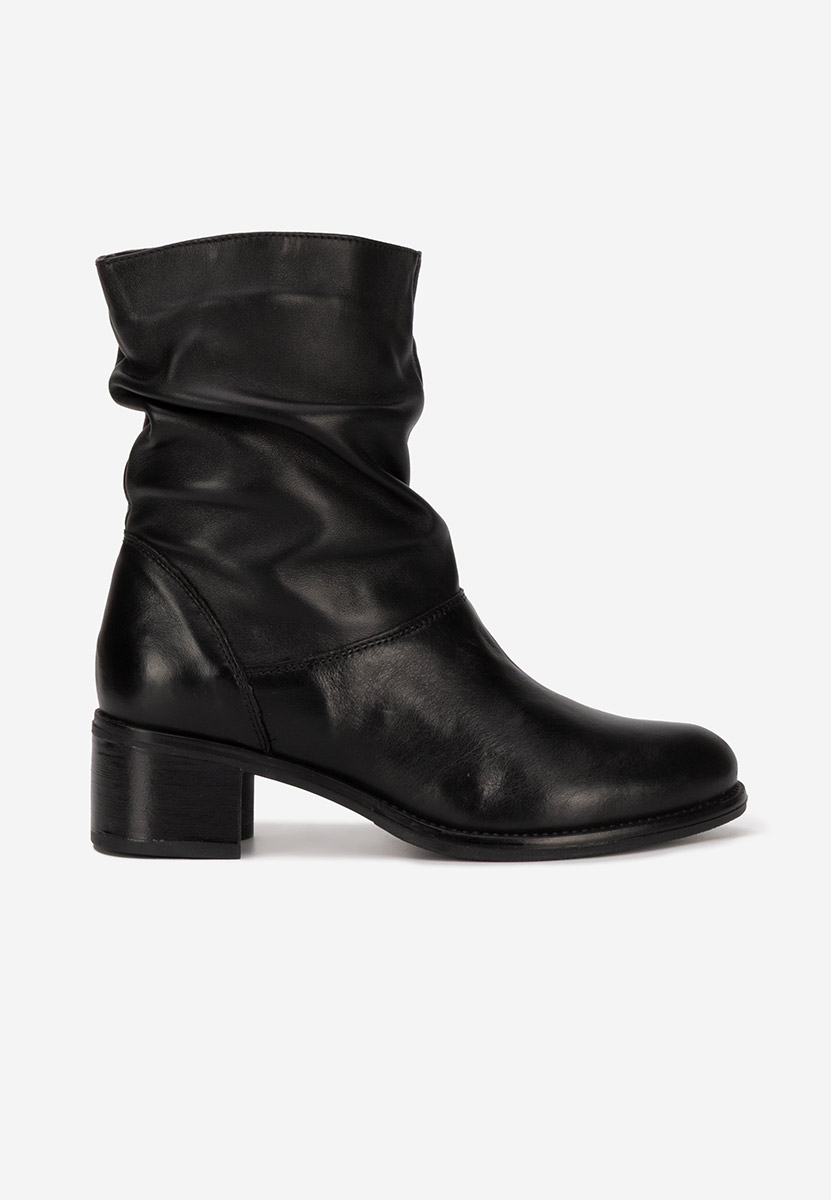 Černé kotníkové boty na podpatku Tonja