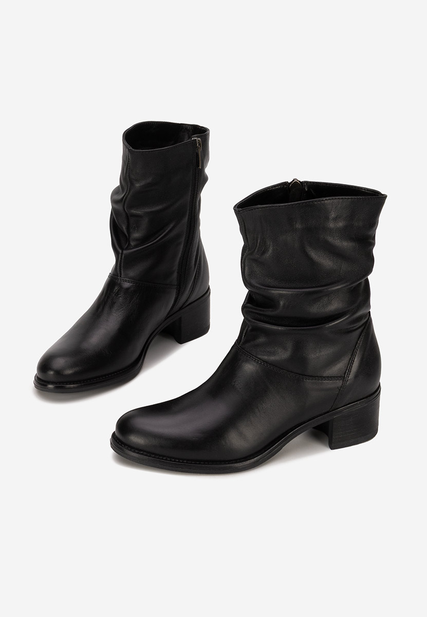 Černé kotníkové boty na podpatku Tonja