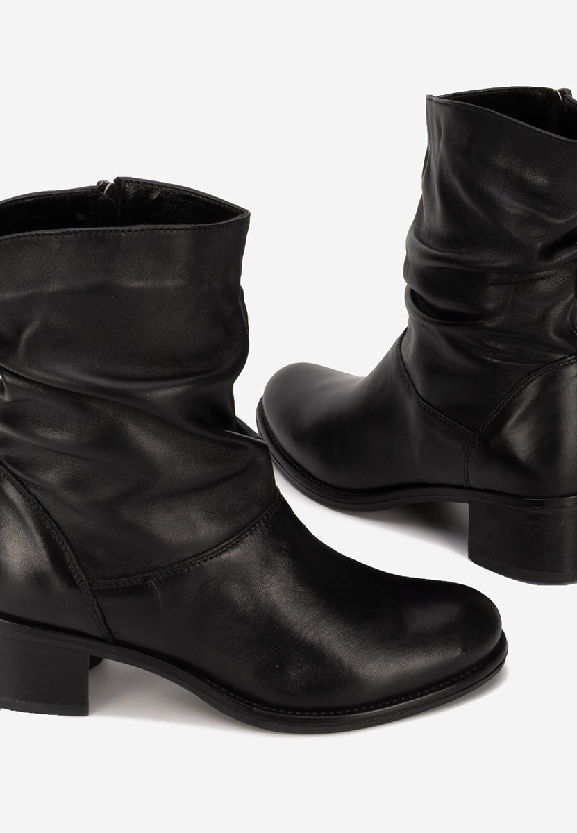 Černé kotníkové boty na podpatku Tonja