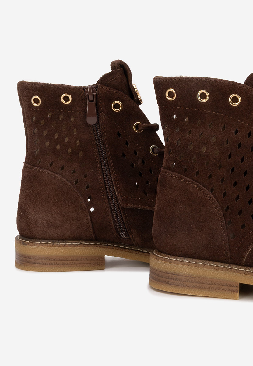 Hnedé kožené kotníkové boty Farella