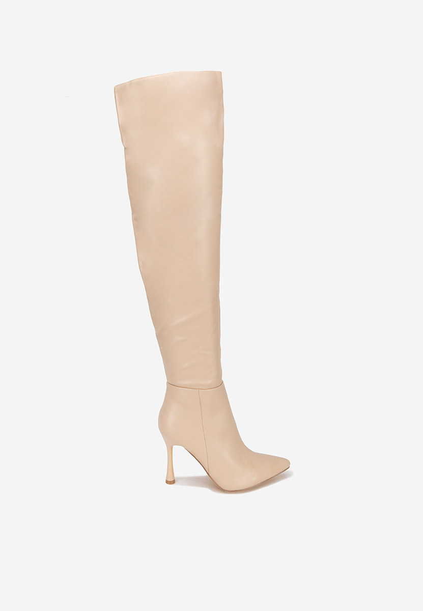 Béžové kozačky nad koleno Monica
