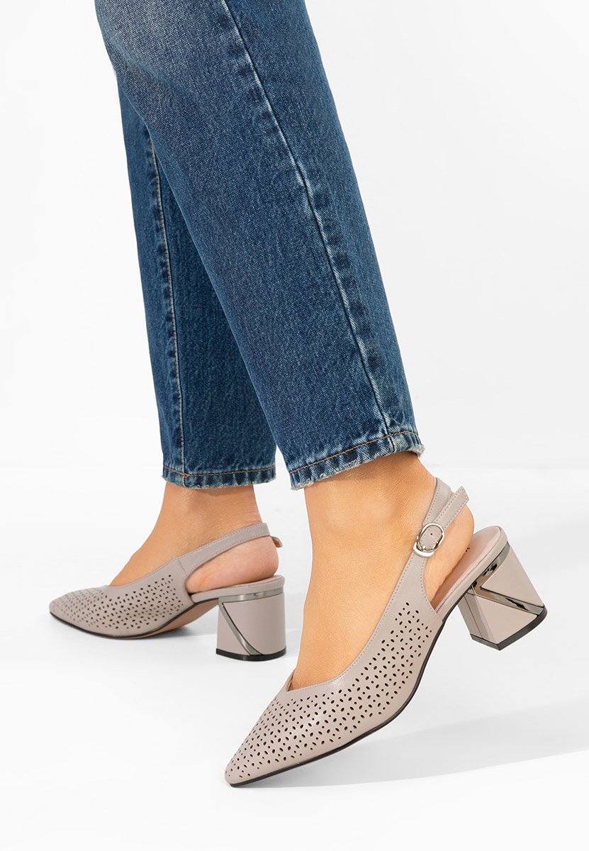 Šedé lodičky s otevřenou pätou Fermina