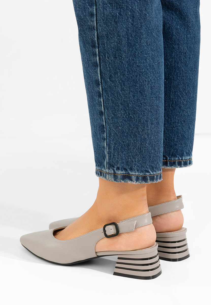 Šedé lodičky s otevřenou pätou Ranina