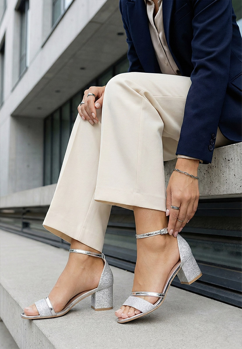 Stribrné dámské elegantní sandály Malena