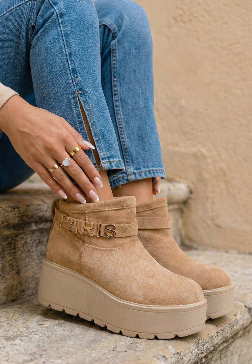 Khaki členkové čižmy na platforme Alrima