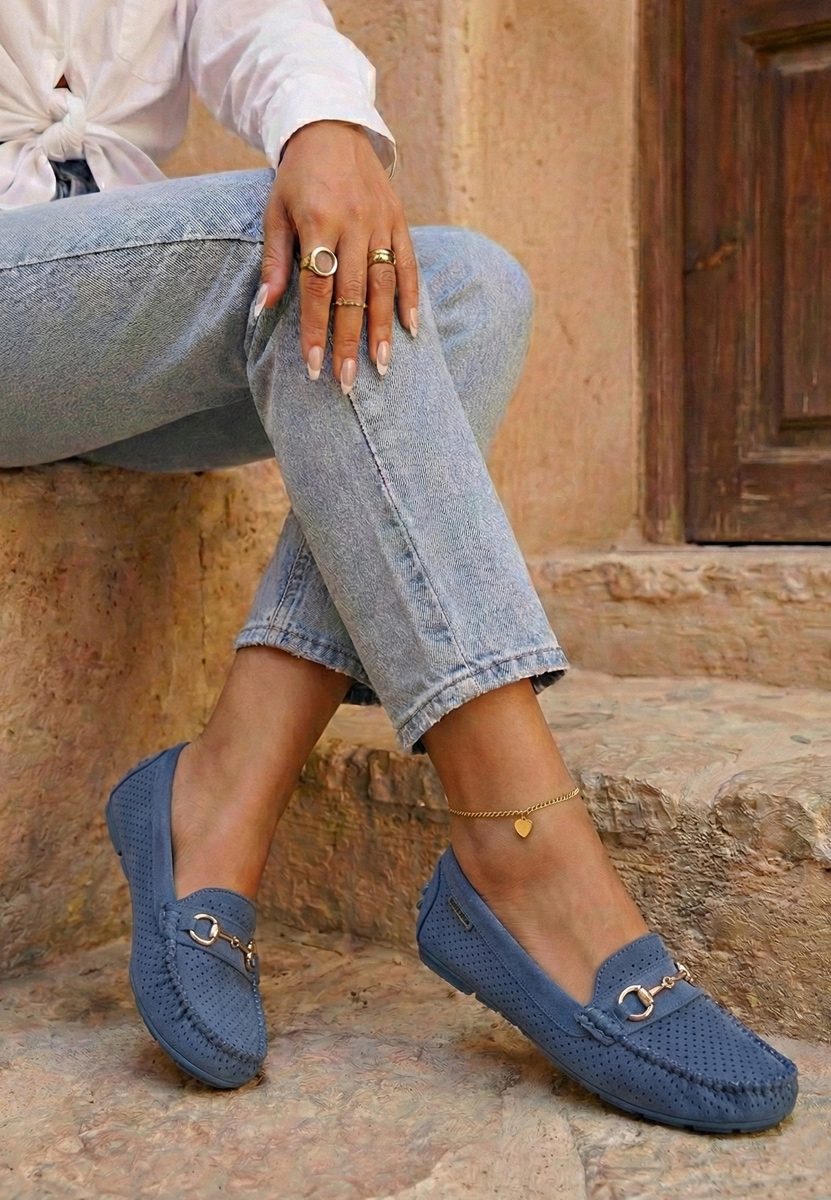 Modré dámské letní mokasíny Aishani