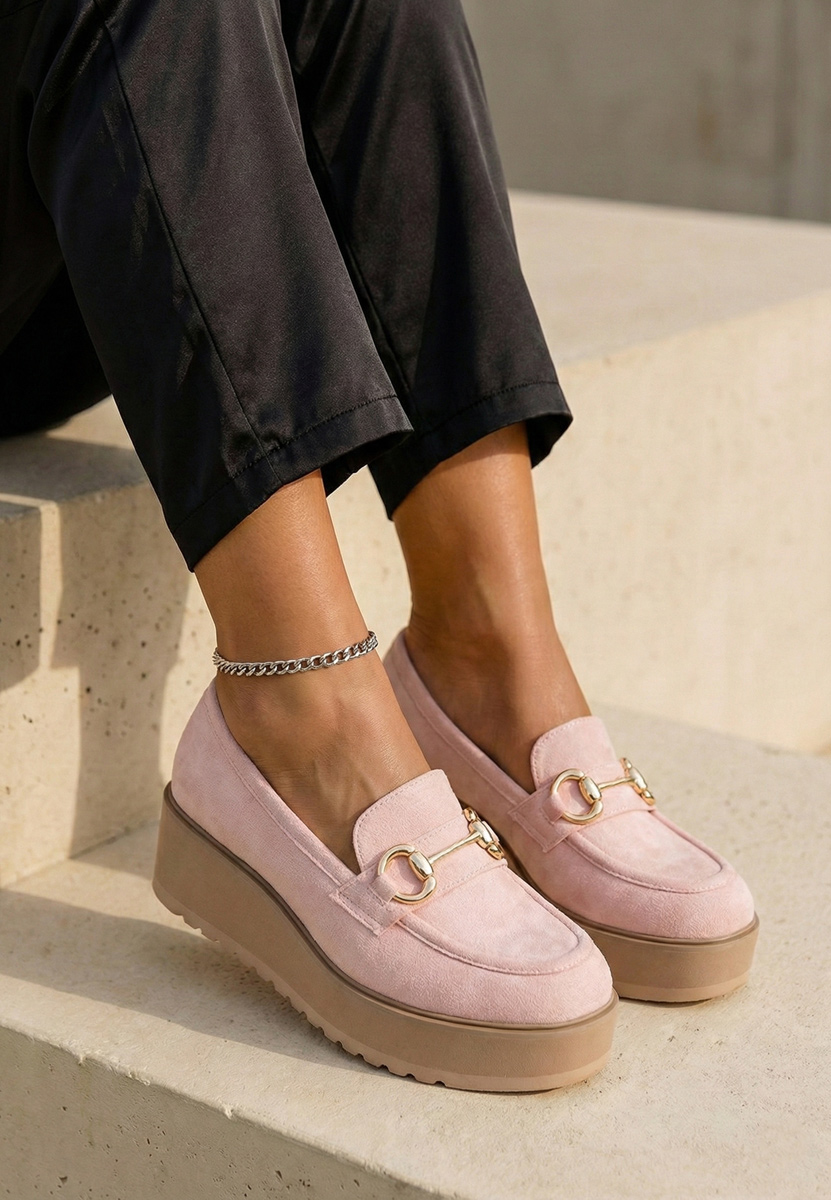 Ružové mokasíny na platformě Leondra V3