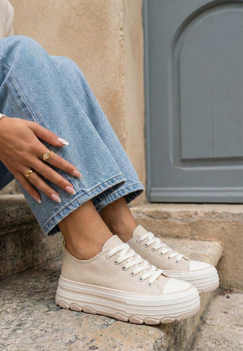 Béžové tenisky na platformě Zenoria