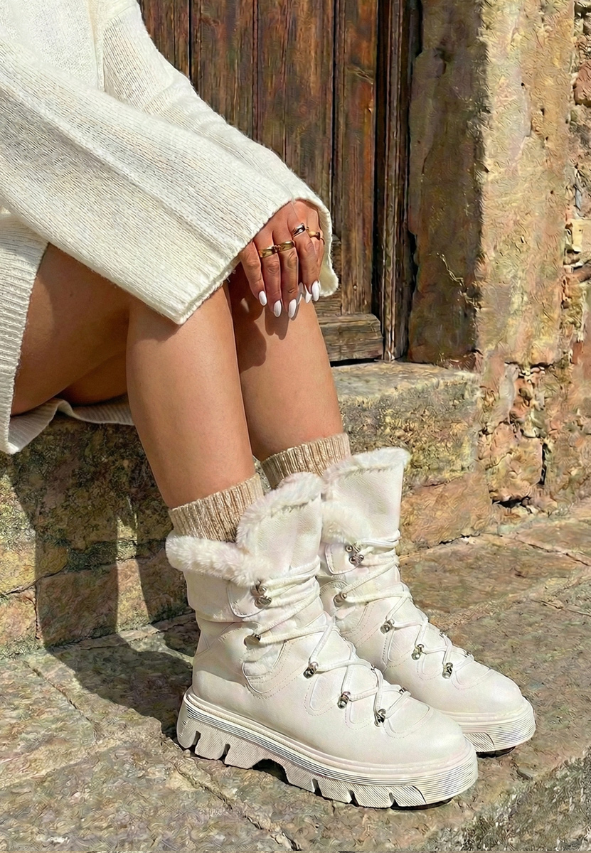 Bílé kotníkové zimní boty Celima