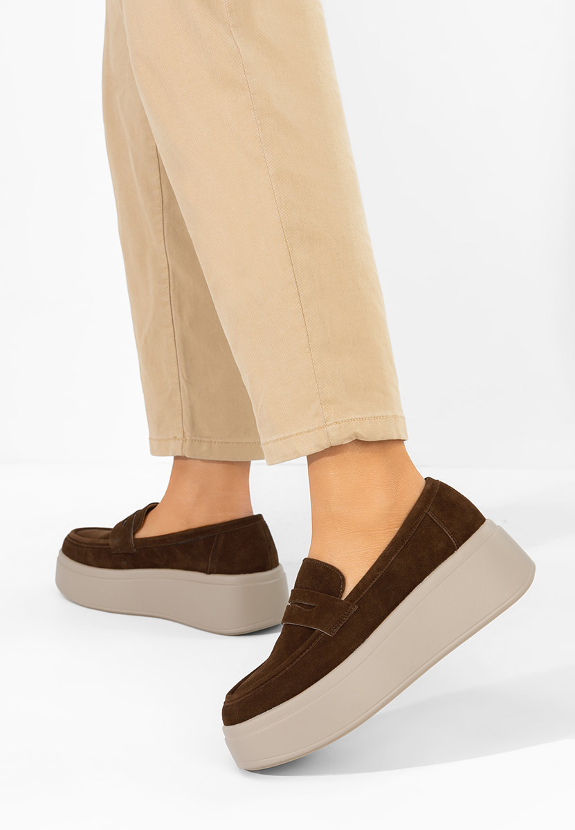 Hnedé mokasíny na platformě Herminia