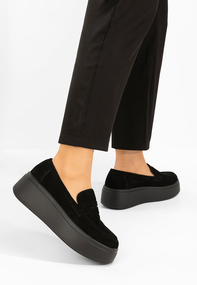 Černé mokasíny na platformě Herminia