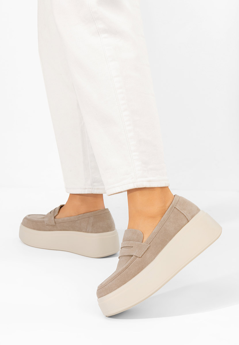 Khaki mokasíny na platformě Herminia