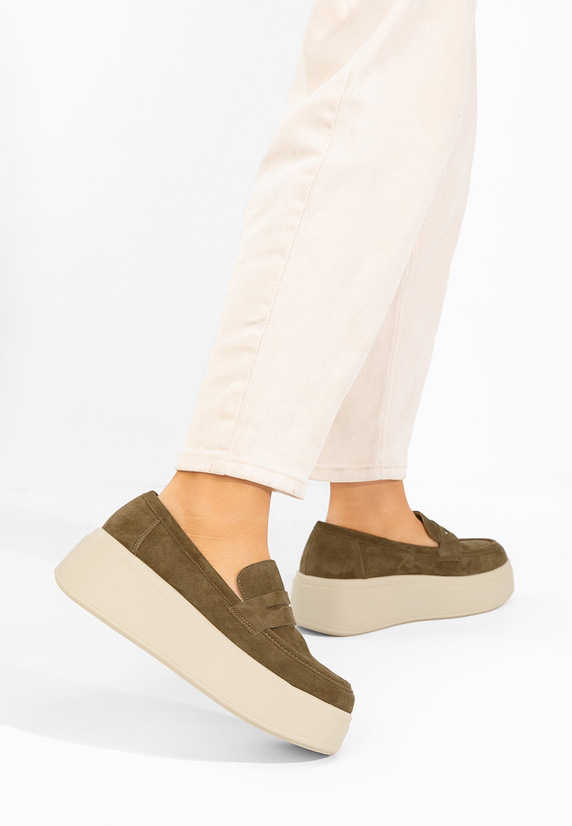 Zelené mokasíny na platformě Herminia