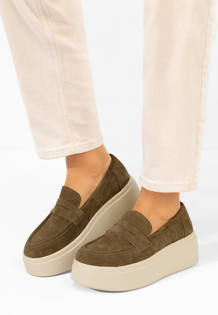 Zelené mokasíny na platformě Herminia