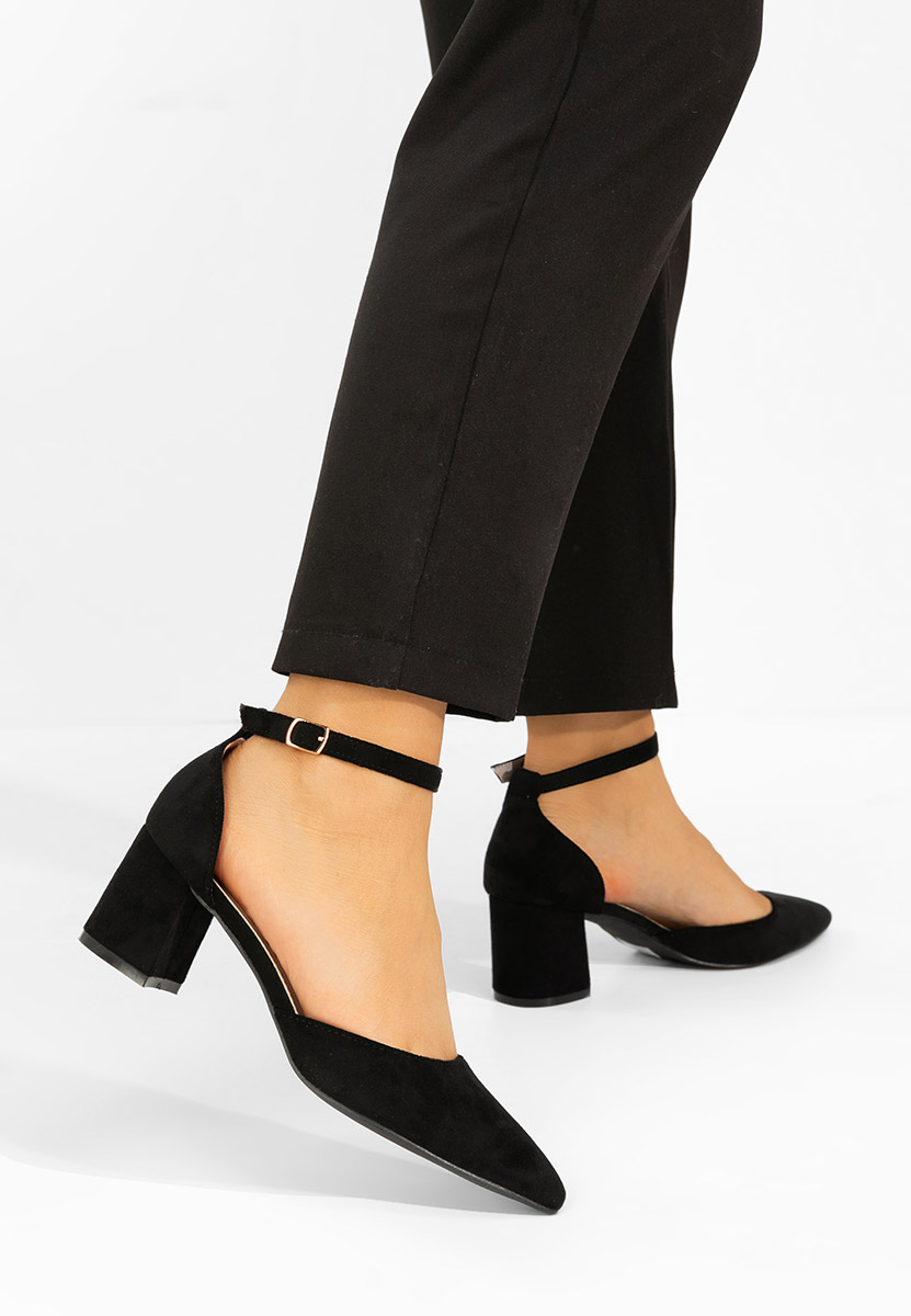 Černé lodičky na hrubém podpatku Elrosa